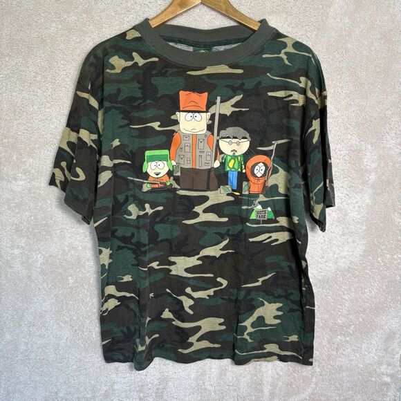 1998 South Park T Shirt Sz XL Camo Hunters Comedy Central Logotel Vintage